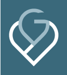 Stylized heart icon with a letter inside.
