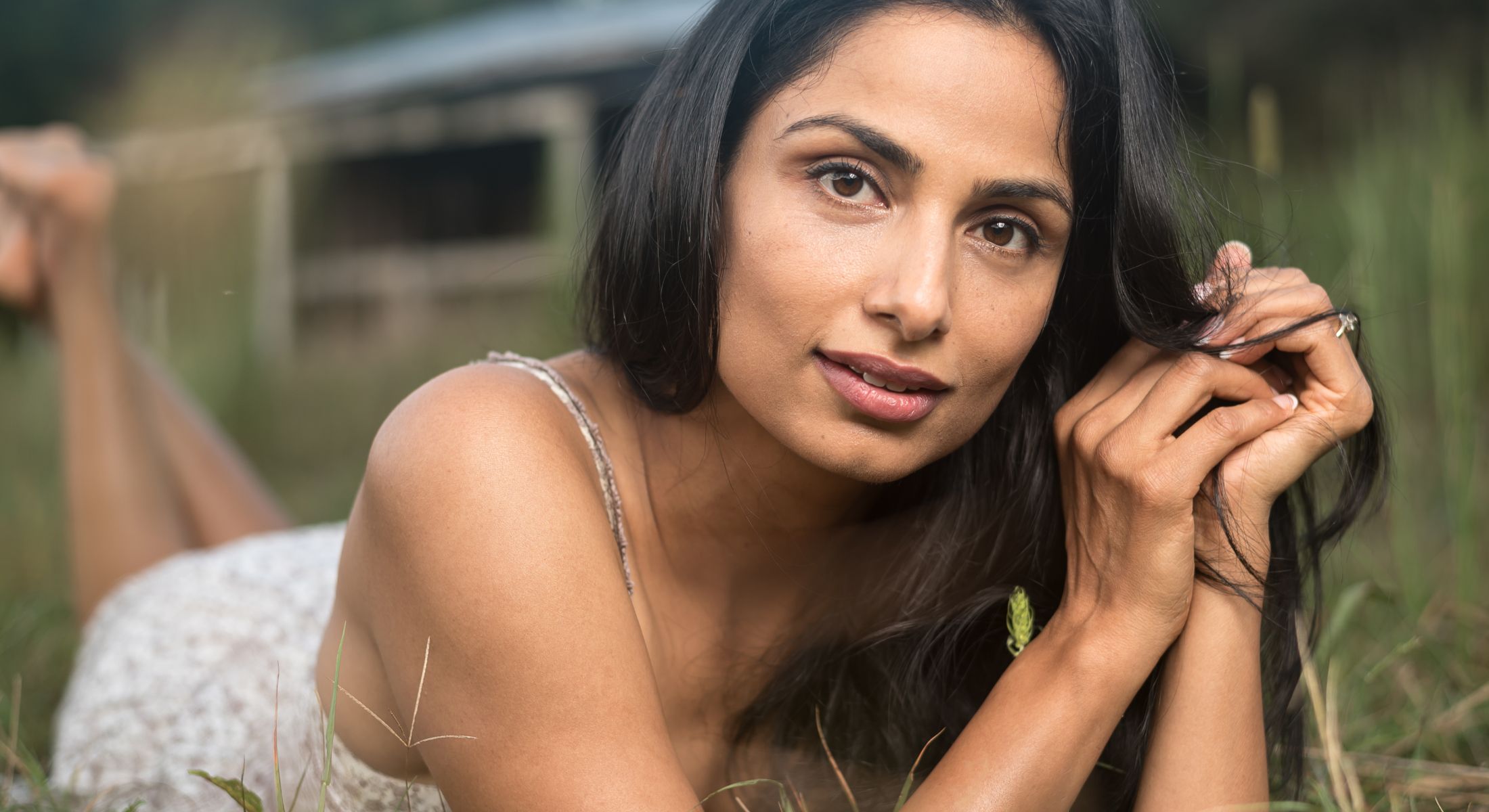 Cosmetic Gynecology model with brown eyes